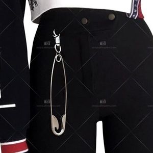 Grunge Punk Oversize Safety Pin Pants Accessory
